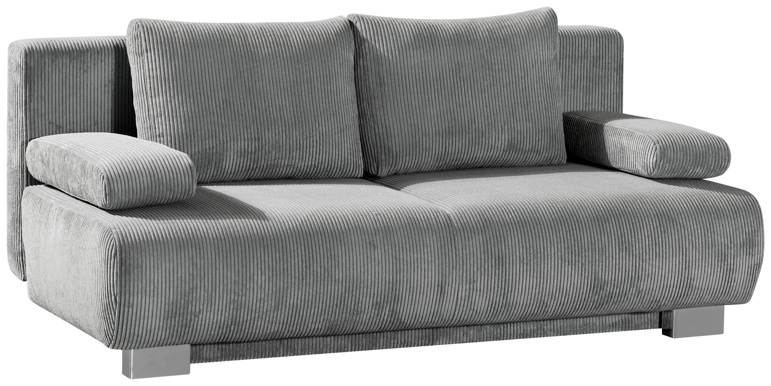 SCHLAFSOFA Cord Hellgrau  - Hellgrau, KONVENTIONELL, Textil/Metall (196/89/94cm) - Novel
