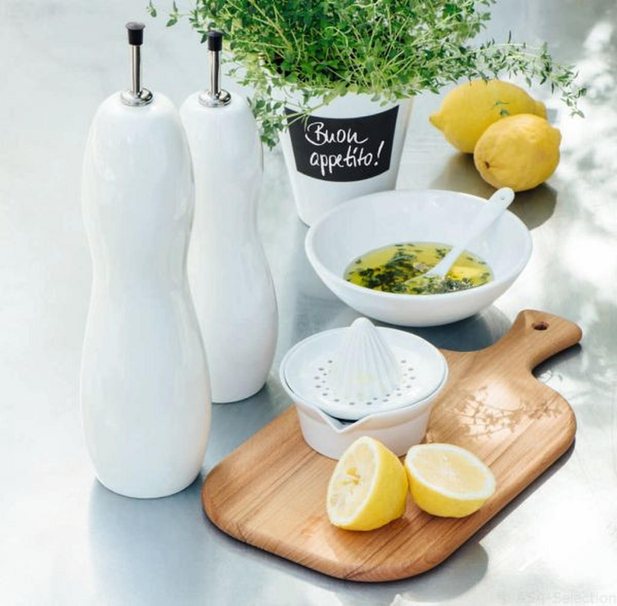 FLAŠICA ZA ULJE/SIRĆE  keramika  - bela, Konvencionalno, keramika (1.1l) - ASA