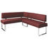 ECKBANK Echtleder Bordeaux, Chromfarben - Chromfarben/Bordeaux, Design, Leder/Metall (165/206cm) - Novel