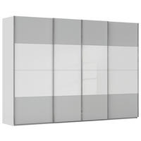 SCHWEBETÜRENSCHRANK 316/235/68 cm 4-türig Grau, Weiß  - Chromfarben/Weiß, KONVENTIONELL, Glas/Holzwerkstoff (316/235/68cm) - Novel