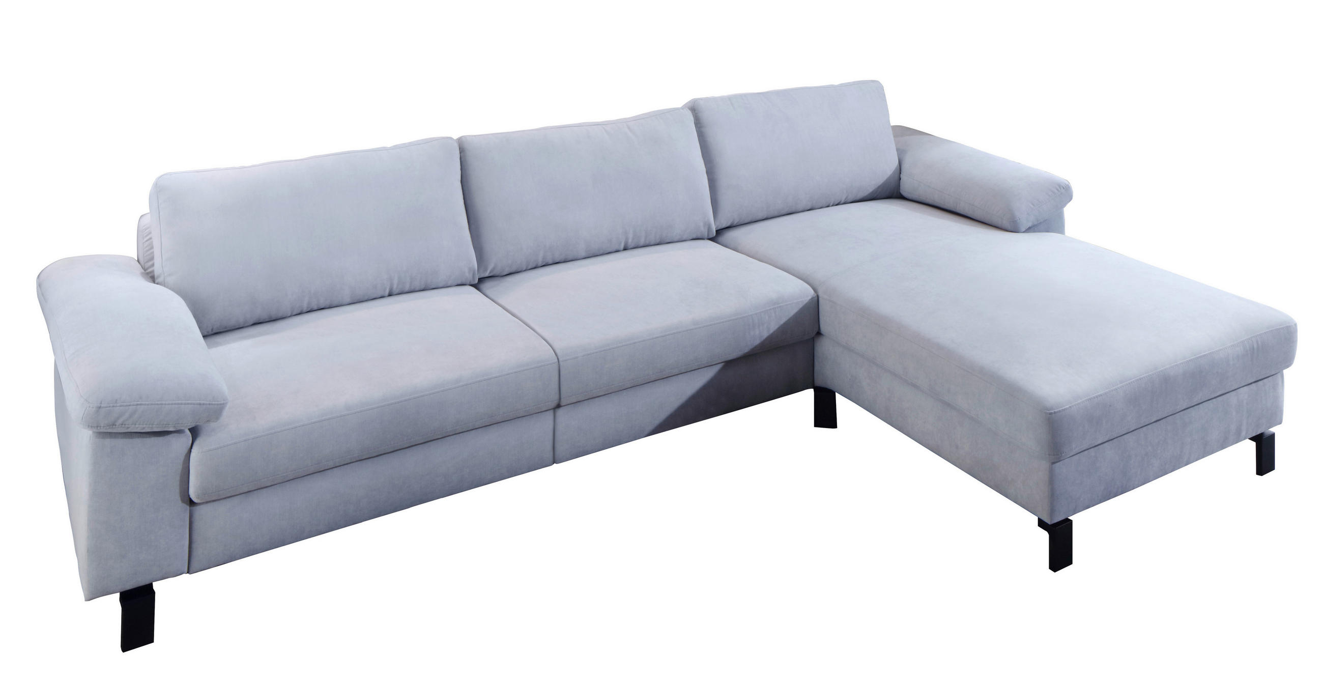 ECKSOFA  Velours Hellblau  - Schwarz/Hellblau, Design, Textil/Metall (288/182cm) - Hom`in