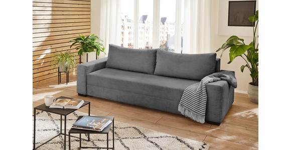 SCHLAFSOFA Cord Dunkelgrau Rückenkissen, Bettkasten, Schlaffunktion, Rücken echt, Liegefläche im Originalstoff  - Dunkelgrau/Schwarz, KONVENTIONELL, Kunststoff/Textil (240/72/95cm) - Carryhome