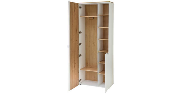 GARDEROBE 4-teilig  in 206/202/38 cm  - Weiß/Eiche Artisan, Design, Glas/Holzwerkstoff (206/202/38cm) - Xora