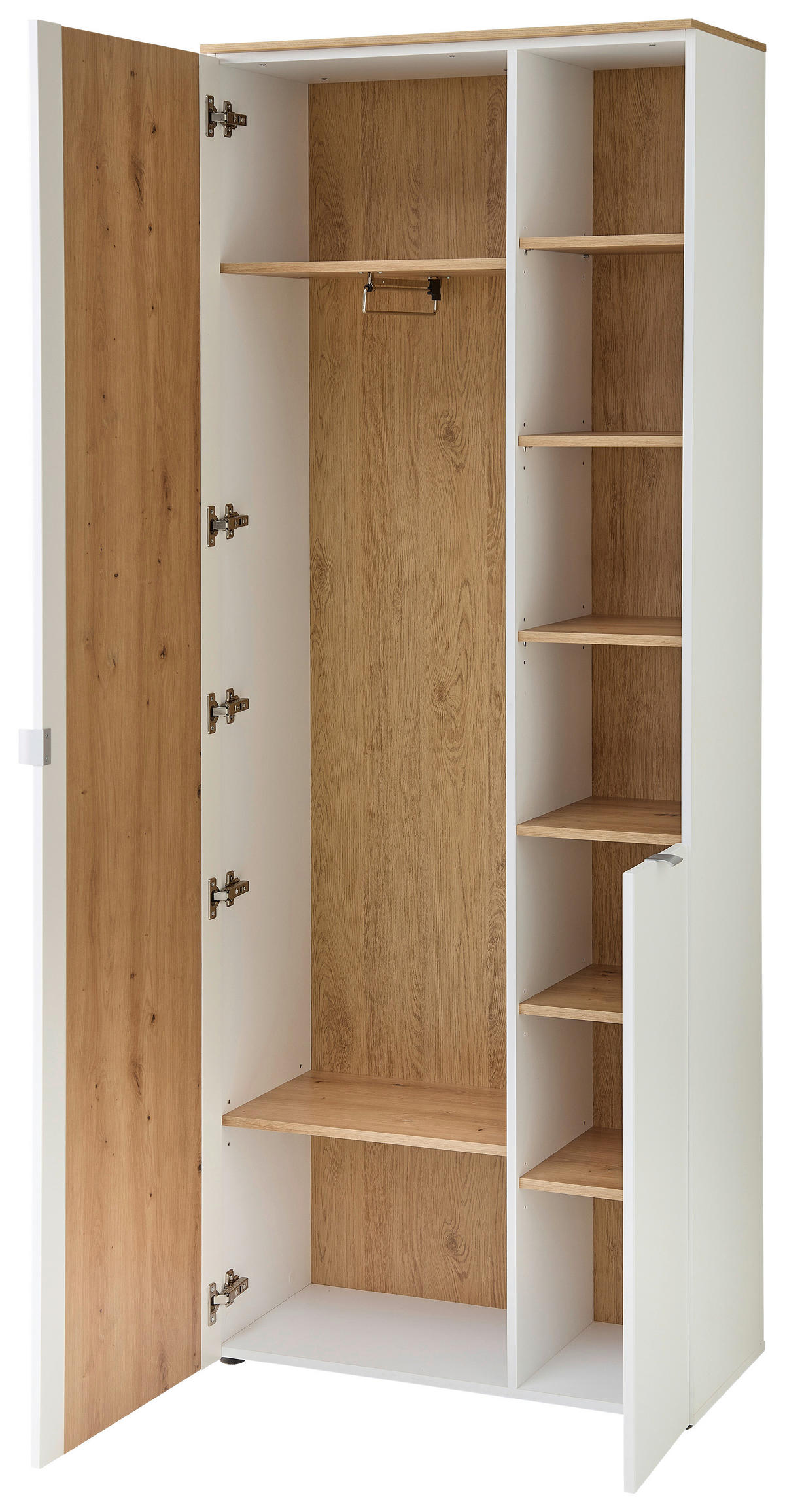 GARDEROBE 4-teilig  in 206/202/38 cm  - Weiß/Eiche Artisan, Design, Glas/Holzwerkstoff (206/202/38cm)