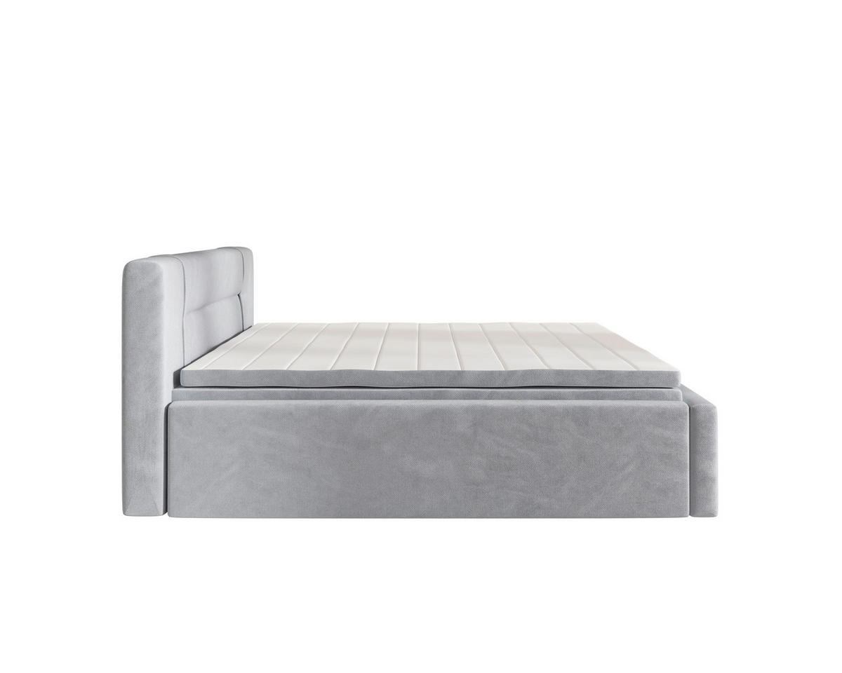 BOXBETT 180/200 cm,  in Grau, Bettkasten, Topper, H2 = mittel  - Grau, MODERN, Textil (180/200cm) - MID.YOU