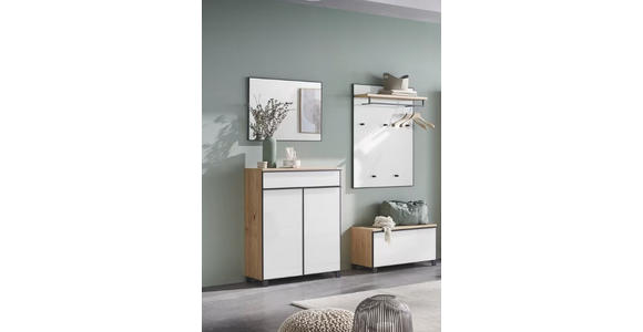 GARDEROBE 4-teilig  in 180/193/37 cm  - Eichefarben/Weiß, Design, Glas/Holz (180/193/37cm) - Dieter Knoll