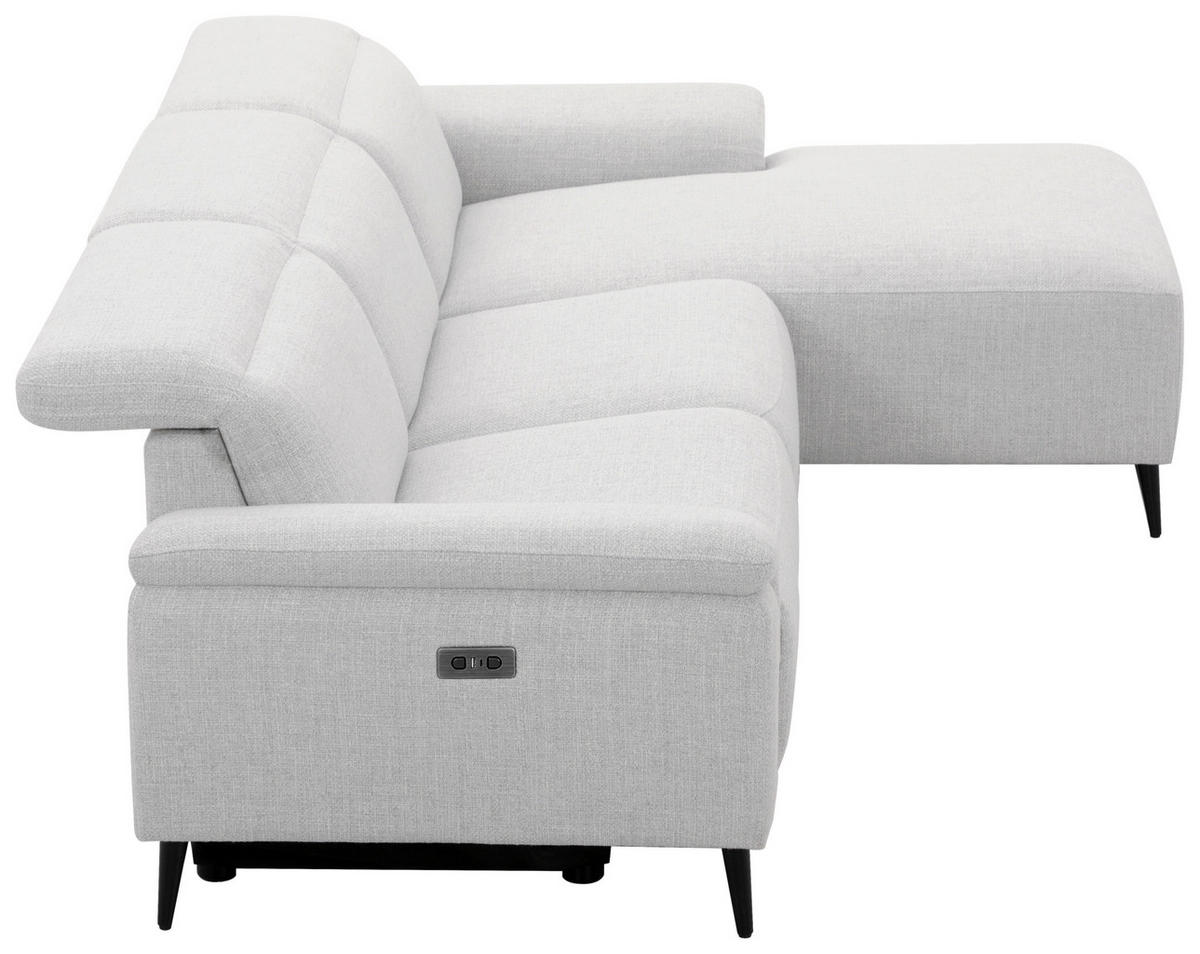 ECKSOFA inkl. Funktionen Hellgrau Leinenoptik  - Schwarzchrom/Hellgrau, Design, Holz/Kunststoff (270/75/171cm) - Xora