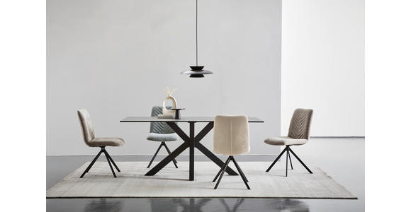 ESSTISCH in Metall, Glas, Keramik 180/90/76 cm - Schwarz/Grau, Design, Glas/Keramik (180/90/76cm) - Novel