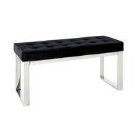 HOCKERBANK 100/48/41 cm Samt Schwarz, Edelstahlfarben  - Edelstahlfarben/Schwarz, Design, Textil/Metall (100/48/41cm)