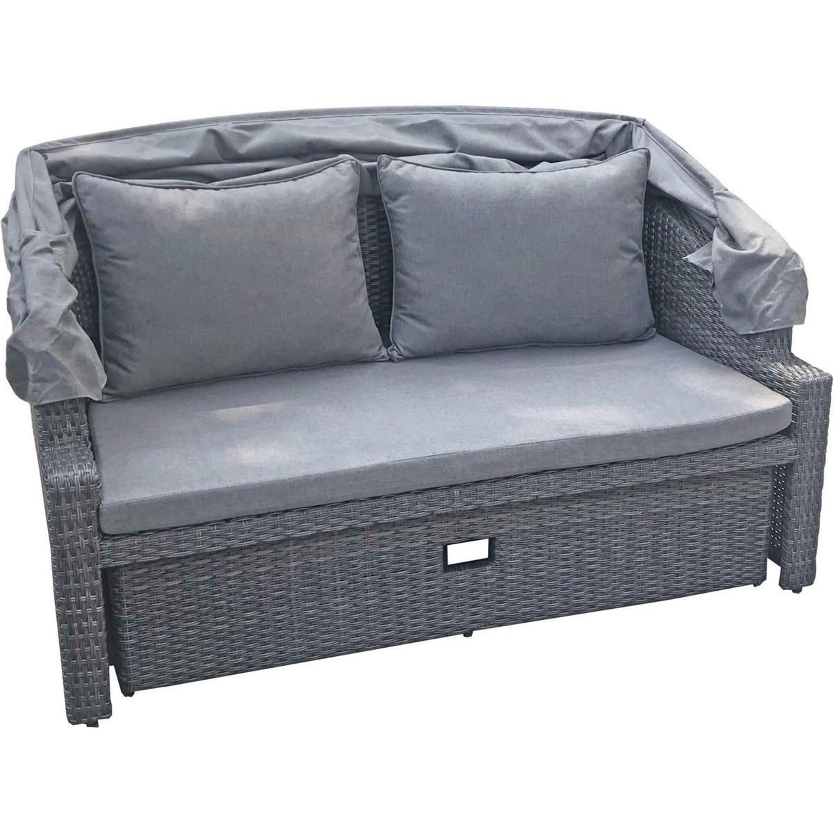 LOUNGESOFA 144/74/146 cm Aluminium  - Dunkelgrau/Grau, Basics, Kunststoff/Textil (144/74/146cm) - Gardenson