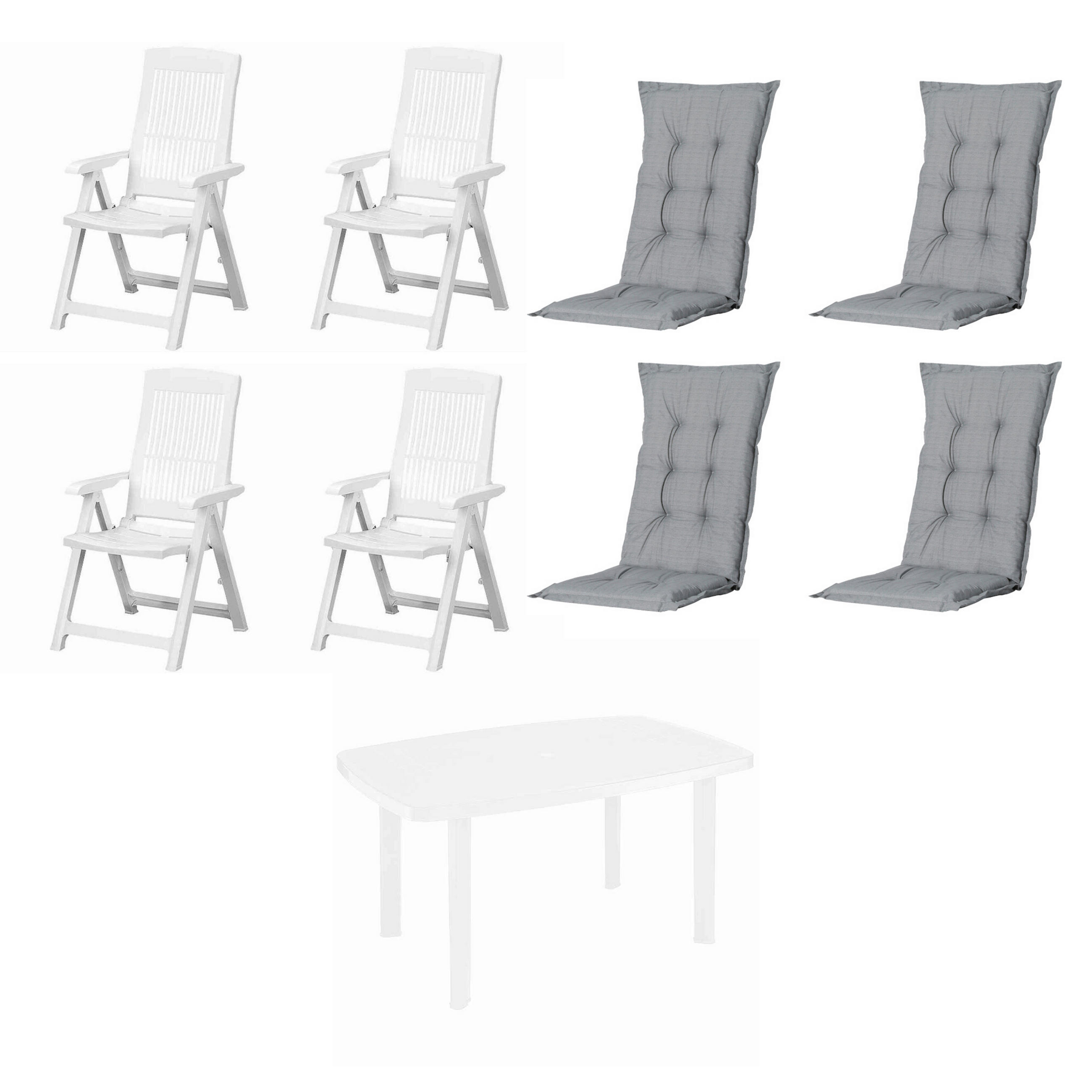 GARTENTISCHGRUPPE  - Weiß/Grau, MODERN, Kunststoff/Textil (90/111/140cm) - Gardenson