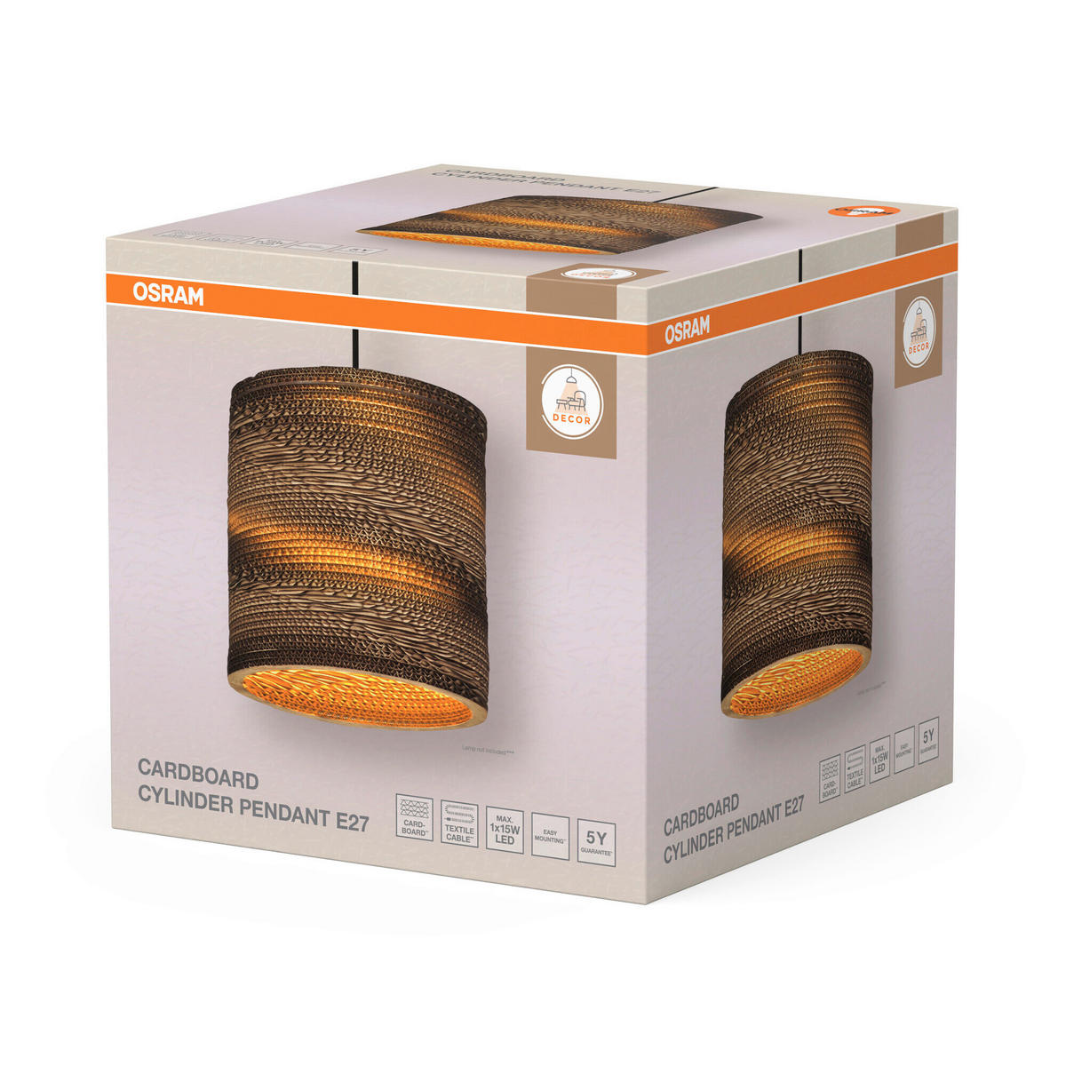 HÄNGELEUCHTE 25/130 cm  - Braun, Natur, Karton/Metall (25/130cm) - Osram