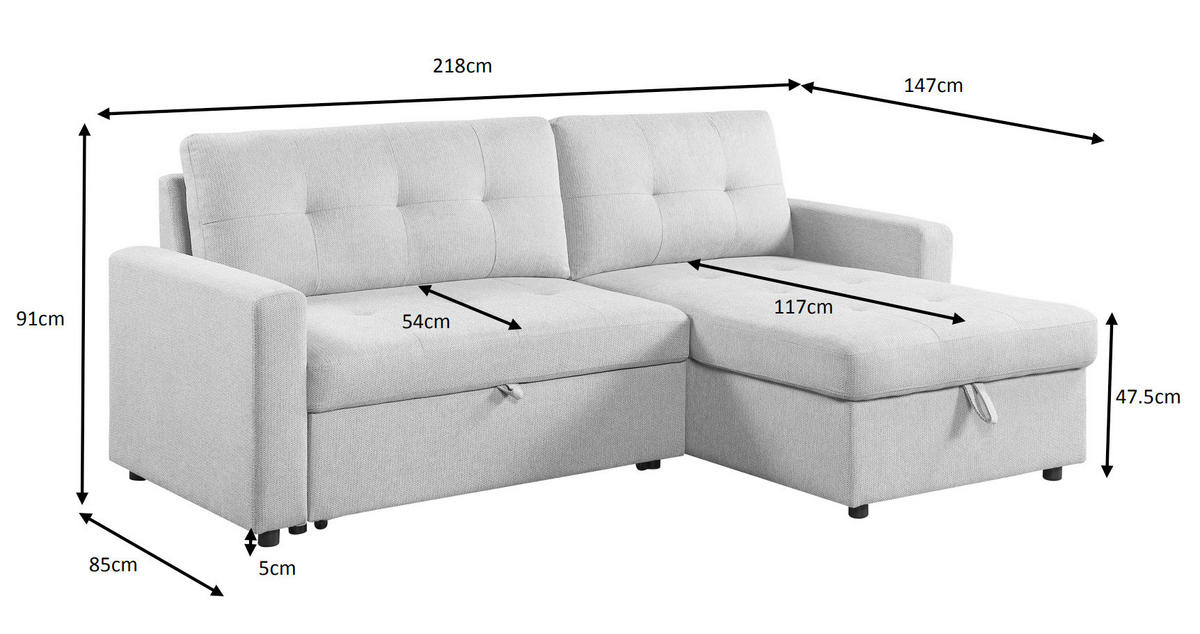 ECKSOFA LYN Beige Leinenoptik  - Beige/Schwarz, Design, Kunststoff/Textil (218/91/85cm) - MID.YOU