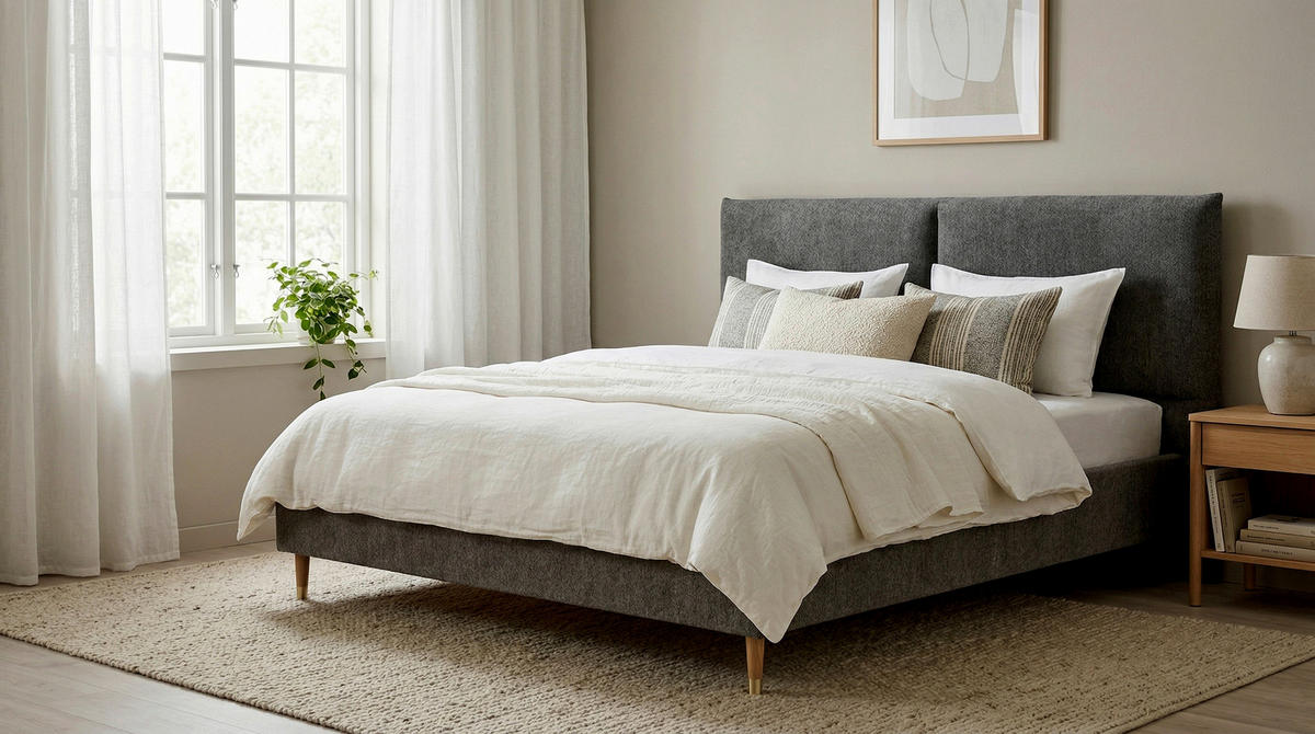 POLSTERBETT 140/200 cm,  in Dunkelgrau,  - Dunkelgrau/Eichefarben, MODERN, Holz/Textil (140/200cm) - Livetastic