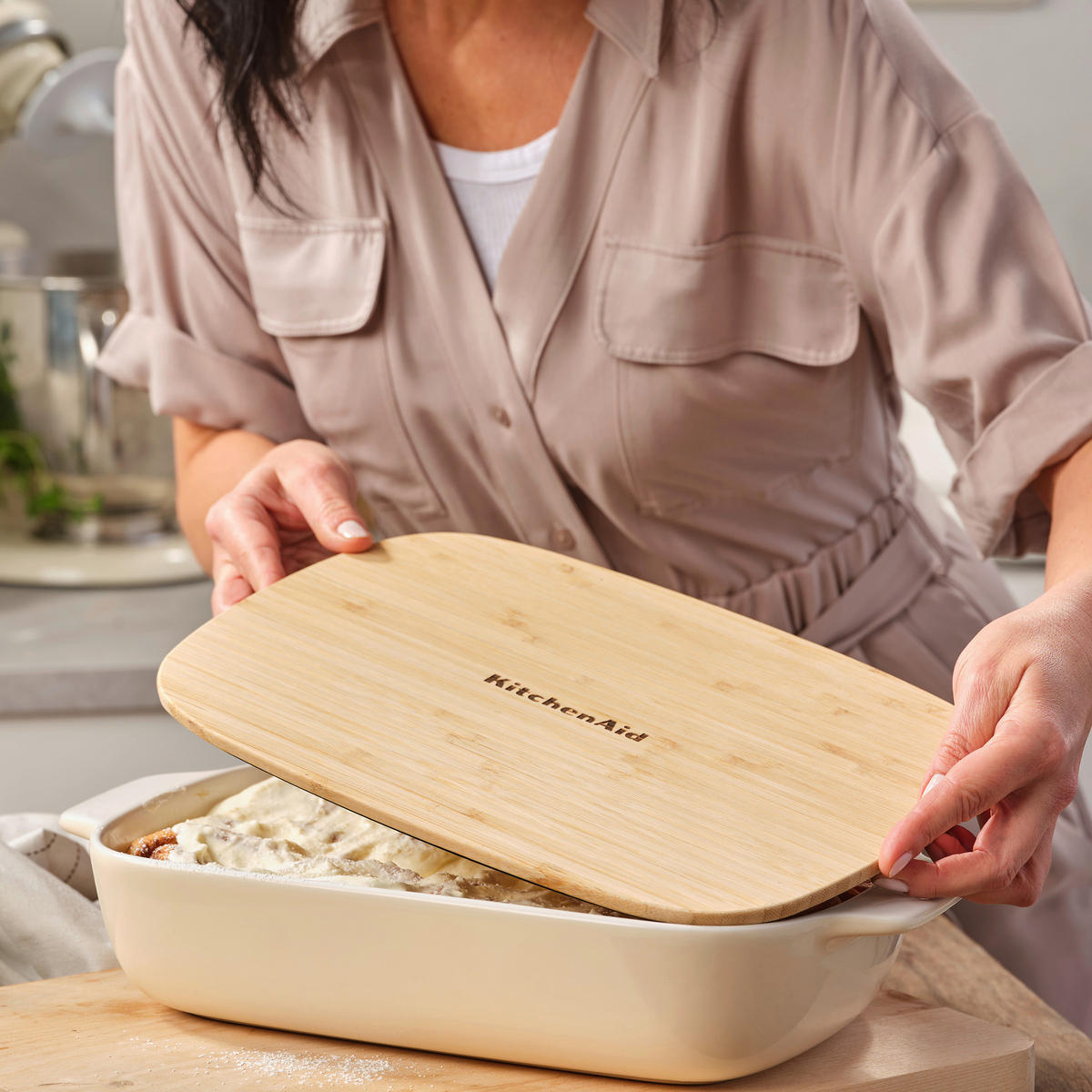 AUFLAUFFORM Keramik, Naturmaterialien Steingut  - Creme/Weiß, Basics, Naturmaterialien/Keramik (24cm) - Kitchenaid