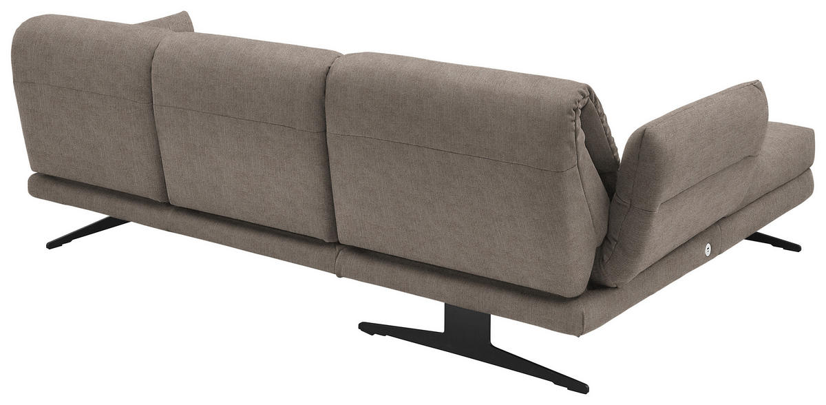 ECKSOFA in Flachgewebe Taupe  - Taupe/Schwarz, Design, Textil/Metall (176-217/279-327cm) - Dieter Knoll
