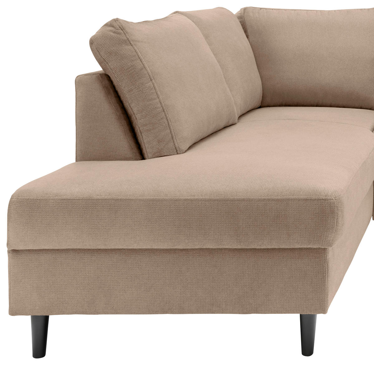ECKSCHLAFSOFA in Hellbraun Textil   - Hellbraun/Schwarz, Modern, Holz/Textil (200/242cm) - Livetastic