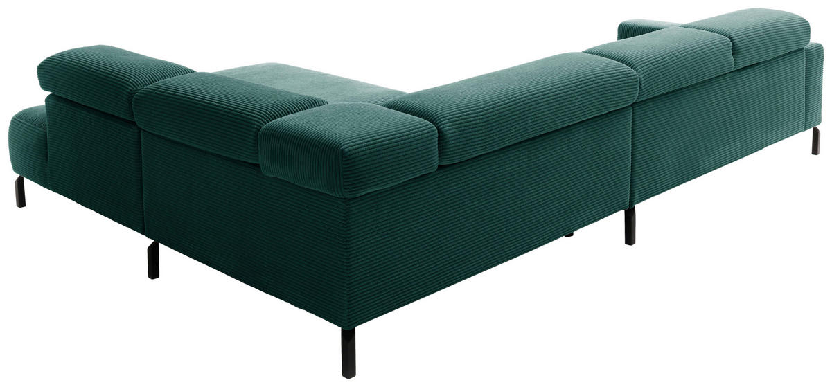 Freisteller von Pure Home Lifestyle ECKSOFA inkl. Funktion Dunkelgrün Cord.