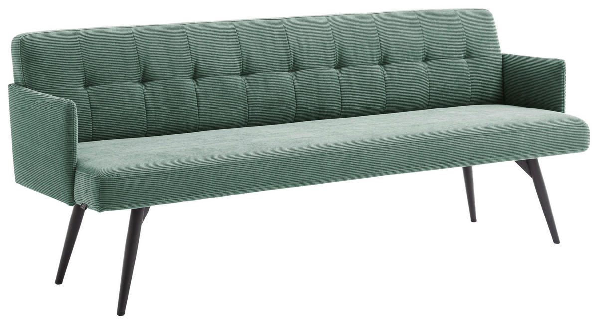 SITZBANK in Textil Grün  - Schwarz/Grün, Design, Textil/Metall (206/85/69cm) - Johann Jakob