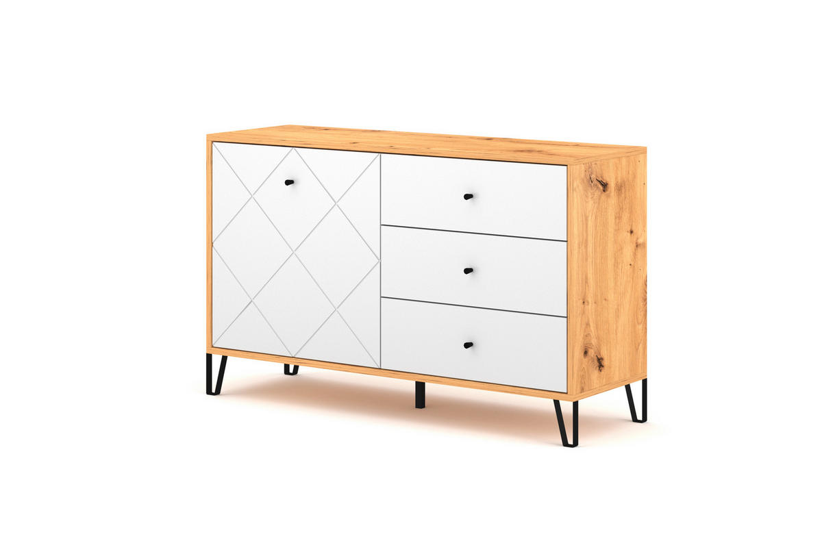 SIDEBOARD  in 123/75/40 cm  - Schwarz/Weiß, Design, Holzwerkstoff/Metall (123/75/40cm) - Livetastic