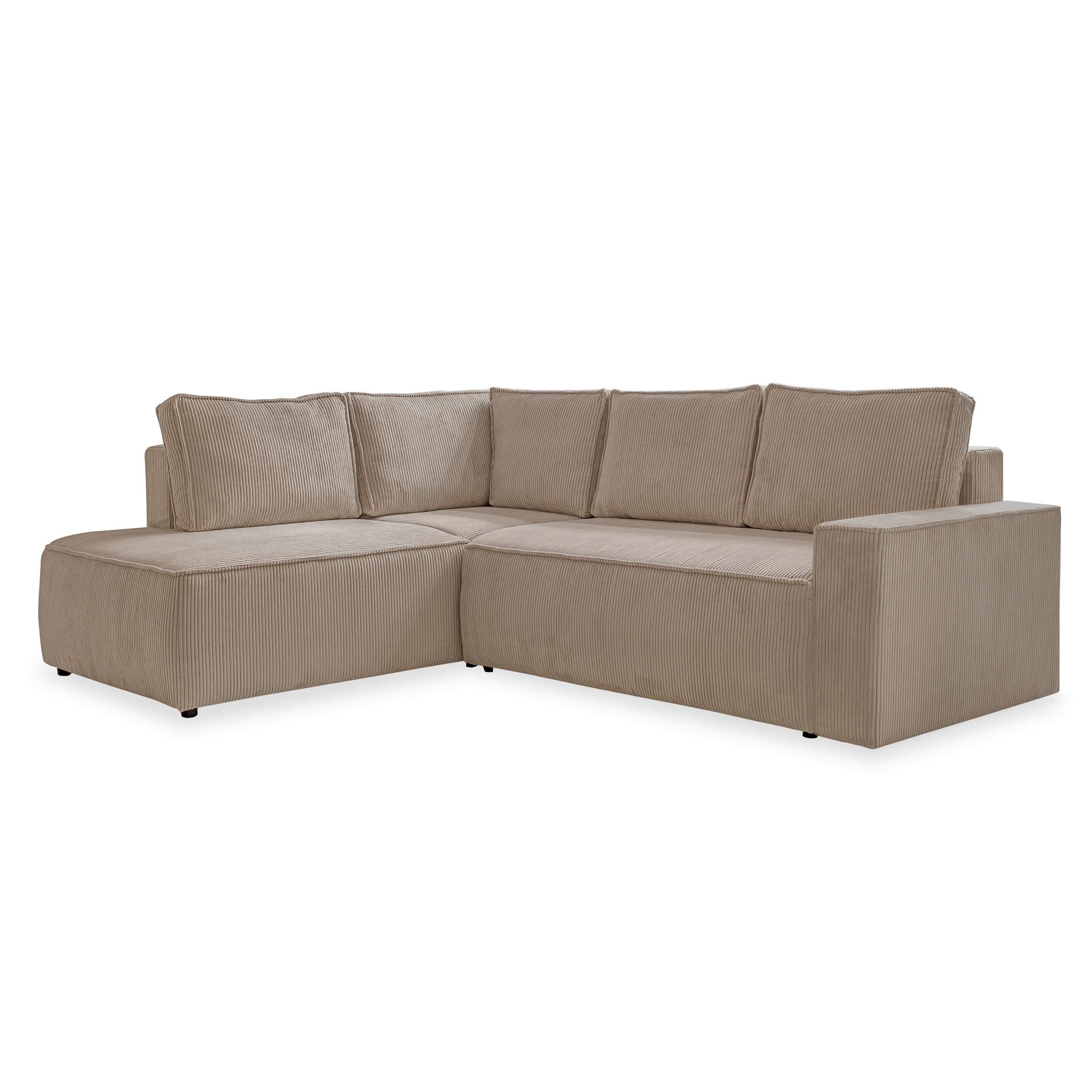 ECKSOFA Cord Taupe  - Taupe/Schwarz, Design, Kunststoff/Textil (194/247cm) - MID.YOU