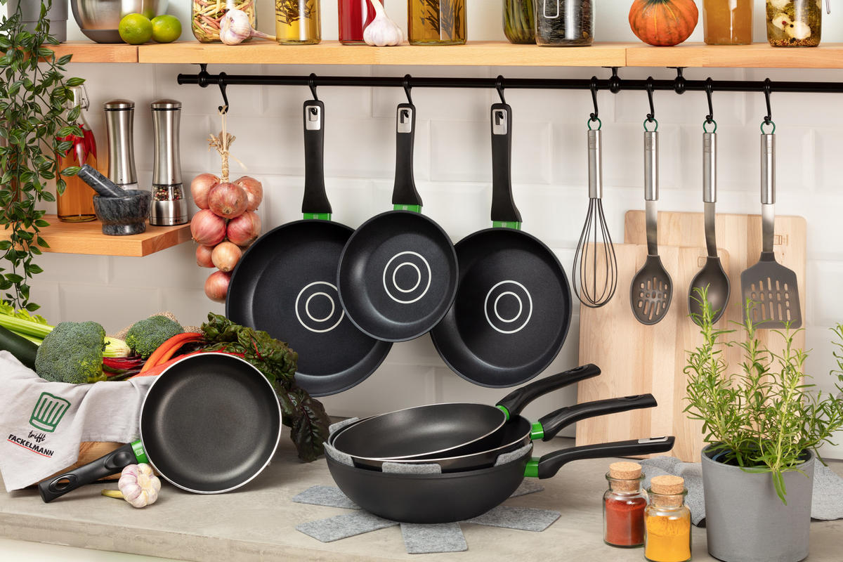 TIGAIE PENTRU PRĂJIT 24 cm  - verde/negru, Design, metal (24cm) - Chefkoch+Fackelmann