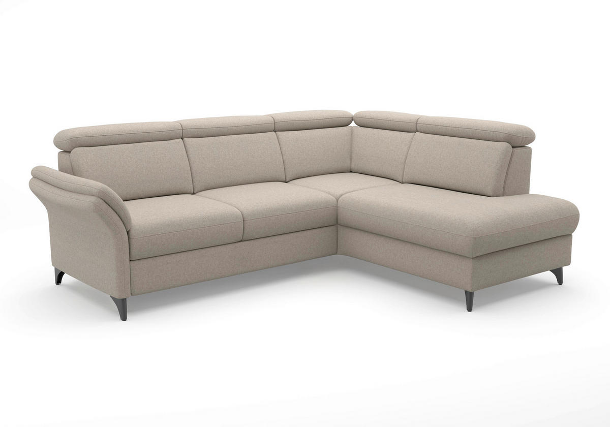 ECKSOFA GLENDALE E Taupe Flachgewebe  - Taupe/Schwarz, KONVENTIONELL, Textil/Metall (247/193cm) - Sit & More