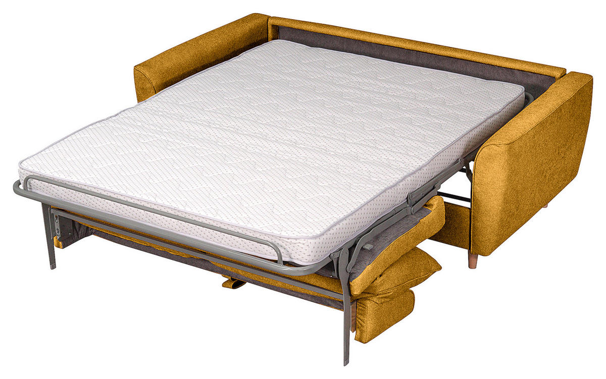 SCHLAFSOFA in Textil Senfgelb  - Buchefarben/Senfgelb, Design, Holz/Textil (195/90/102cm) - Livetastic