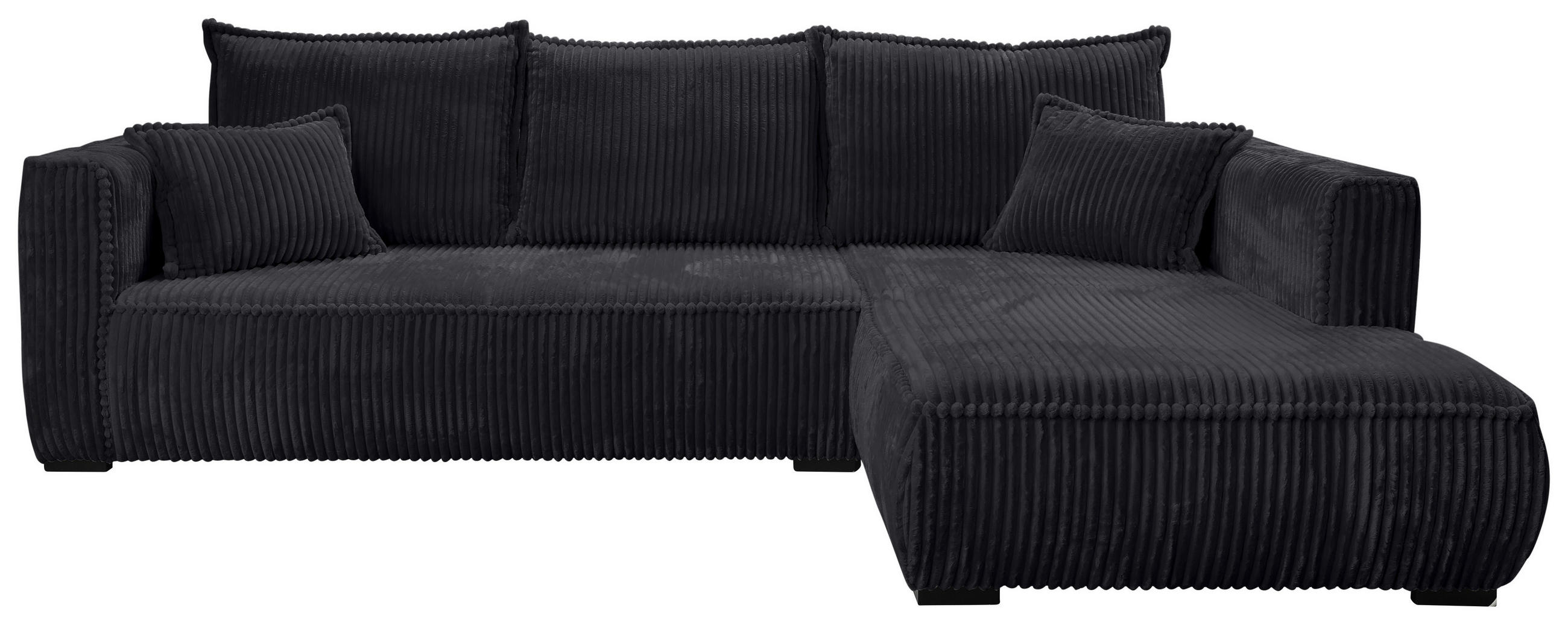 ECKSOFA Schwarz Cord  - Schwarz, MODERN, Holz/Textil (322/208cm) - Carryhome
