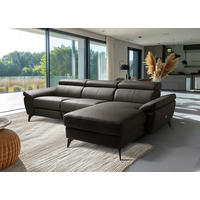 ECKSOFA  in Lederlook Echtleder Dunkelbraun  252/179 cm  - Dunkelbraun/Schwarz, Design, Leder/Textil (252/179cm) - Livetastic