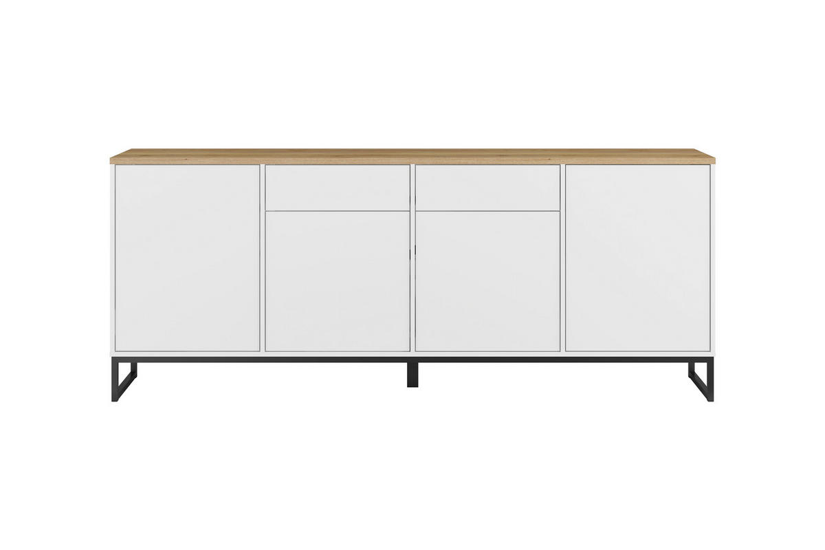 SIDEBOARD Alto 208,5/84,1/36,5 cm 2 Schublade(n)  - Weiss/Eichefarben, Design, Holzwerkstoff/Metall (208,5/84,1/36,5cm) - MID.YOU