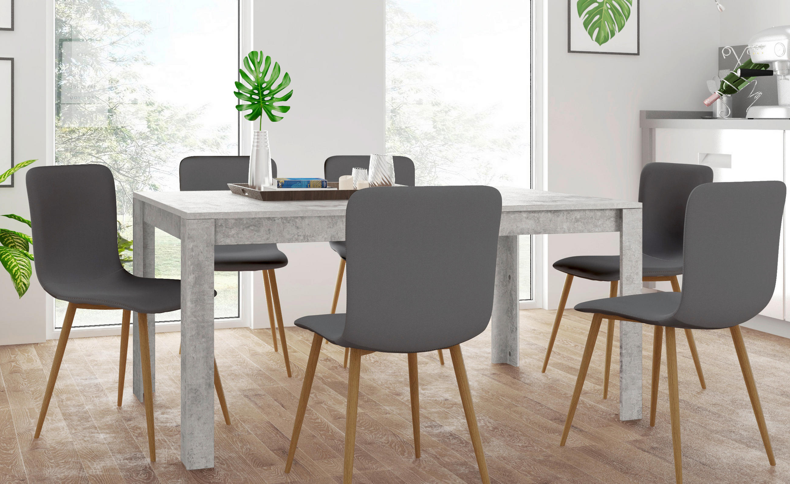 ESSTISCH in Holzwerkstoff 160/75/90 cm   - Grau, Design, Holzwerkstoff (160/75/90cm) - MID.YOU