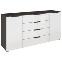 SIDEBOARD  160/81/42 cm 4 Schublade(n)  - Weiß Hochglanz/Graphitfarben, KONVENTIONELL, Holzwerkstoff/Kunststoff (160/81/42cm) - home24