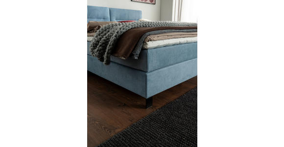 BOXSPRINGBETT 200/220 cm  in Pastellblau  - Pastellblau/Schwarz, KONVENTIONELL, Textil/Metall (200/220cm) - Esposa