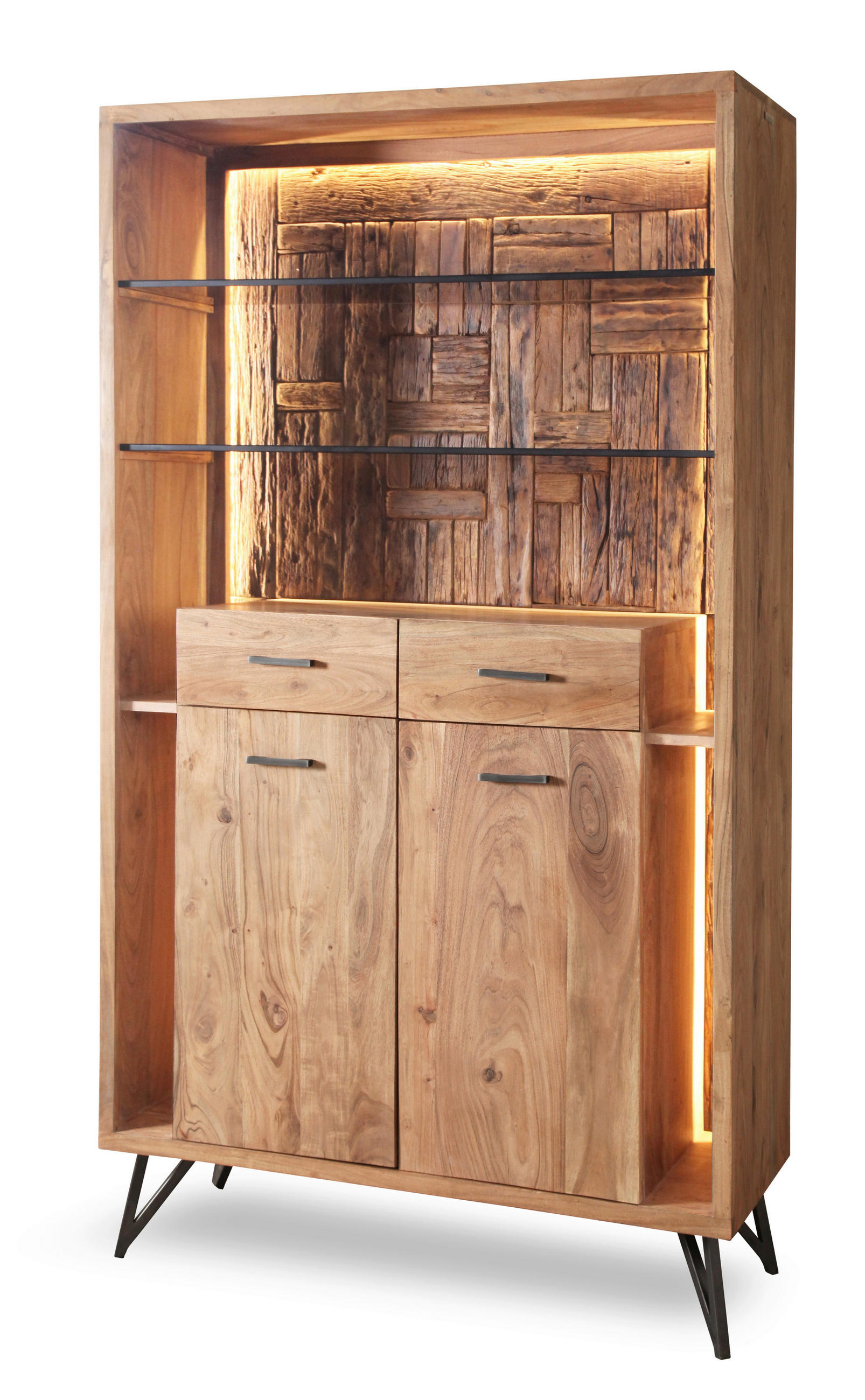 Vitrine Indira Akazie Massiv, B: 115 Cm