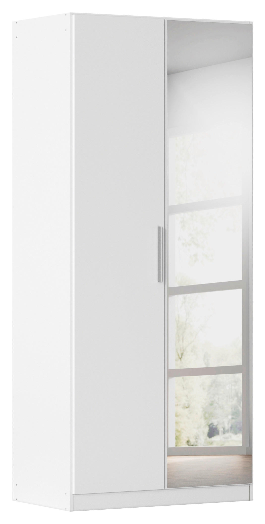 DREHTÜRENSCHRANK 91/210/54 cm,  in Weiß, 2-türig  - Alufarben/Weiß, KONVENTIONELL, Glas/Holzwerkstoff (91/210/54cm) - home24