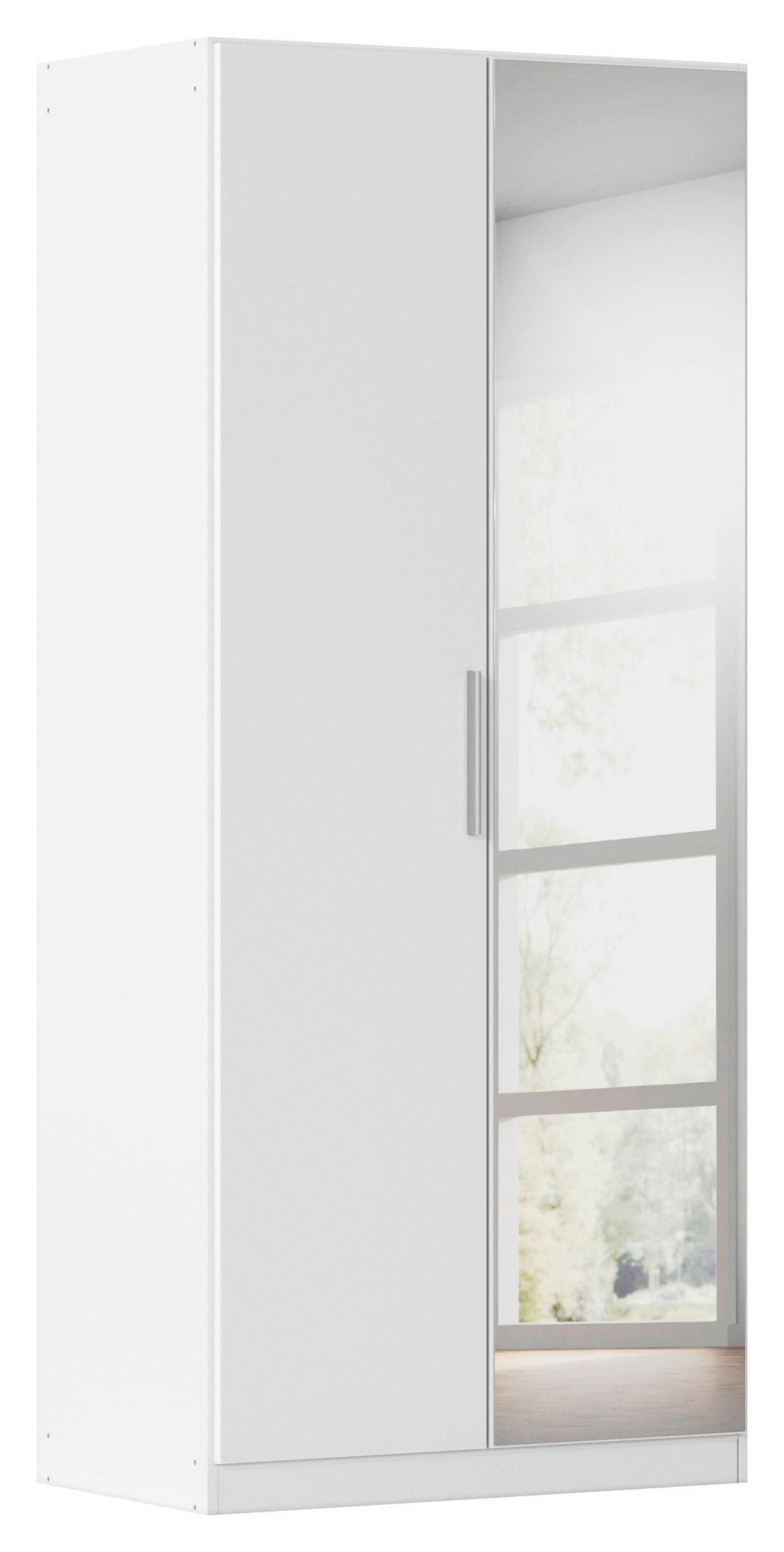 DREHTÜRENSCHRANK 91/210/54 cm,  in Weiß, 2-türig  - Alufarben/Weiß, KONVENTIONELL, Glas/Holzwerkstoff (91/210/54cm) - home24