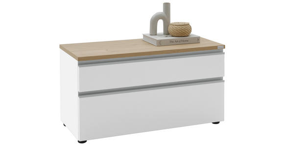 LOWBOARD  90/46/41 cm 2 Schublade(n) erweiterbar, Typenauswahl, Beimöbel erhältlich, umfangreiches Zubehör erhältlich, stehend, hängend  - Eichefarben/Silberfarben, Design, Holzwerkstoff/Kunststoff (90/46/41cm) - Dieter Knoll
