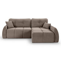 ECKSOFA Beigebraun Cord  - Beigebraun/Schwarz, Basics, Kunststoff/Textil (255/155cm) - MID.YOU