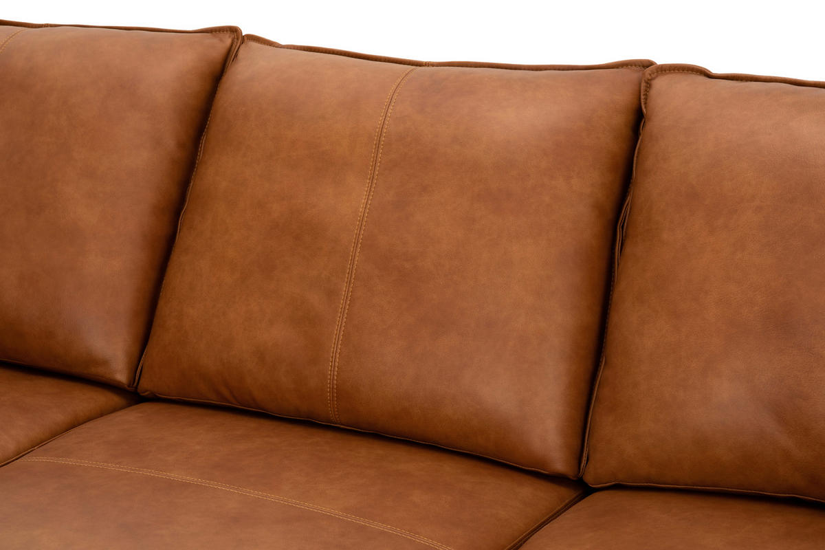 ECKSOFA Rostfarben Echtleder  - Rostfarben/Schwarz, Design, Leder/Metall (233/153cm) - Livetastic