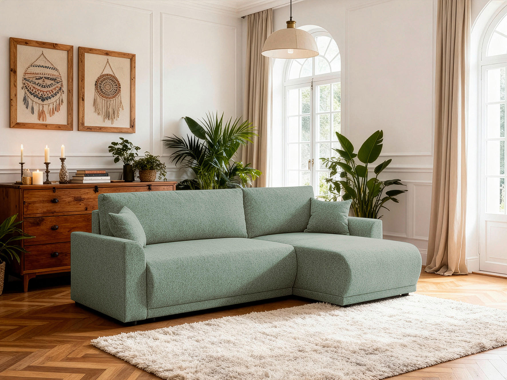ECKSOFA KIMMY Grün Flachgewebe Zierkissen, Rückenkissen, Bettkasten  - Schwarz/Grün, Design, Kunststoff/Textil (233/146cm) - P & B