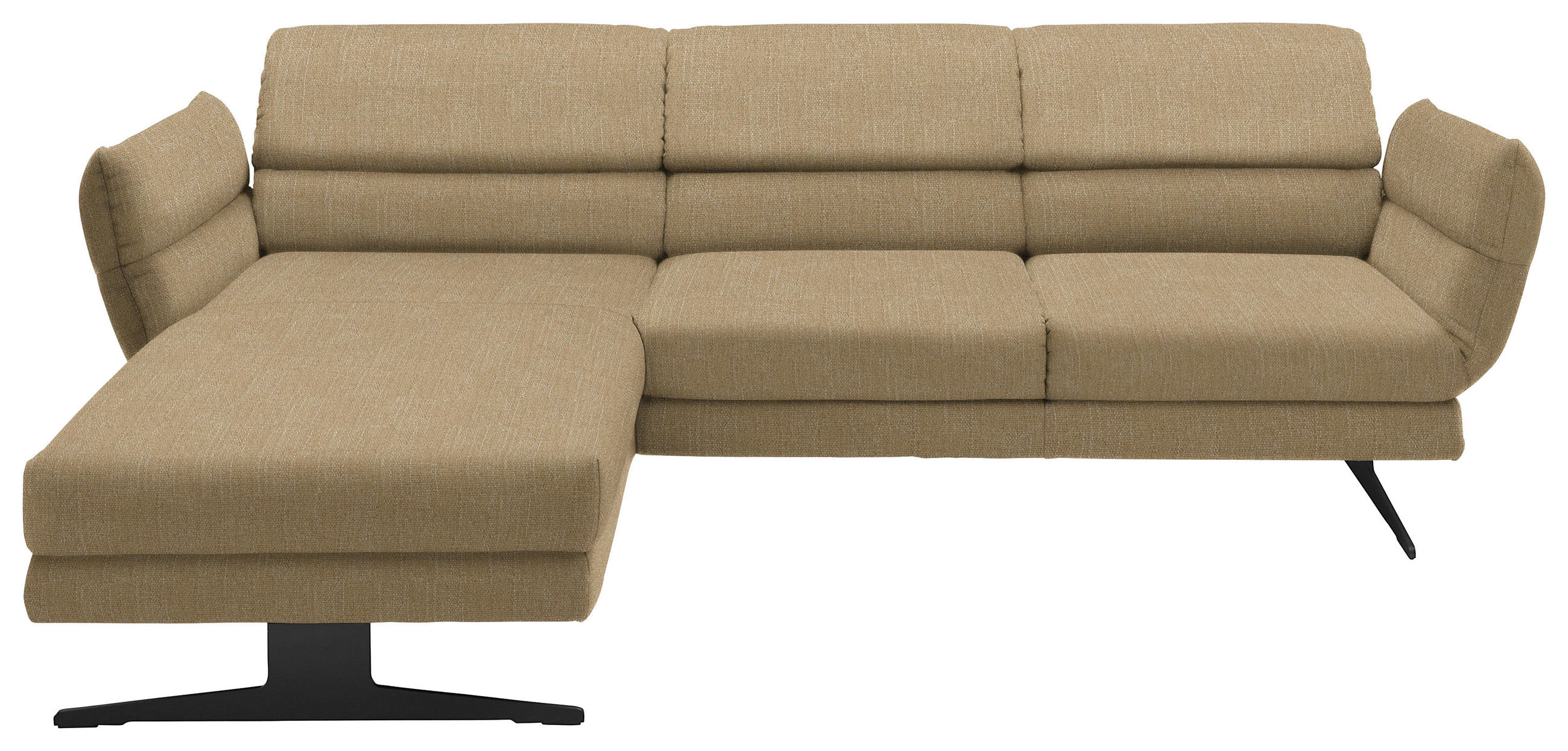 ECKSOFA in Flachgewebe Senfgelb  - Senfgelb/Schwarz, Design, Textil/Metall (176-217/279-327cm) - Dieter Knoll
