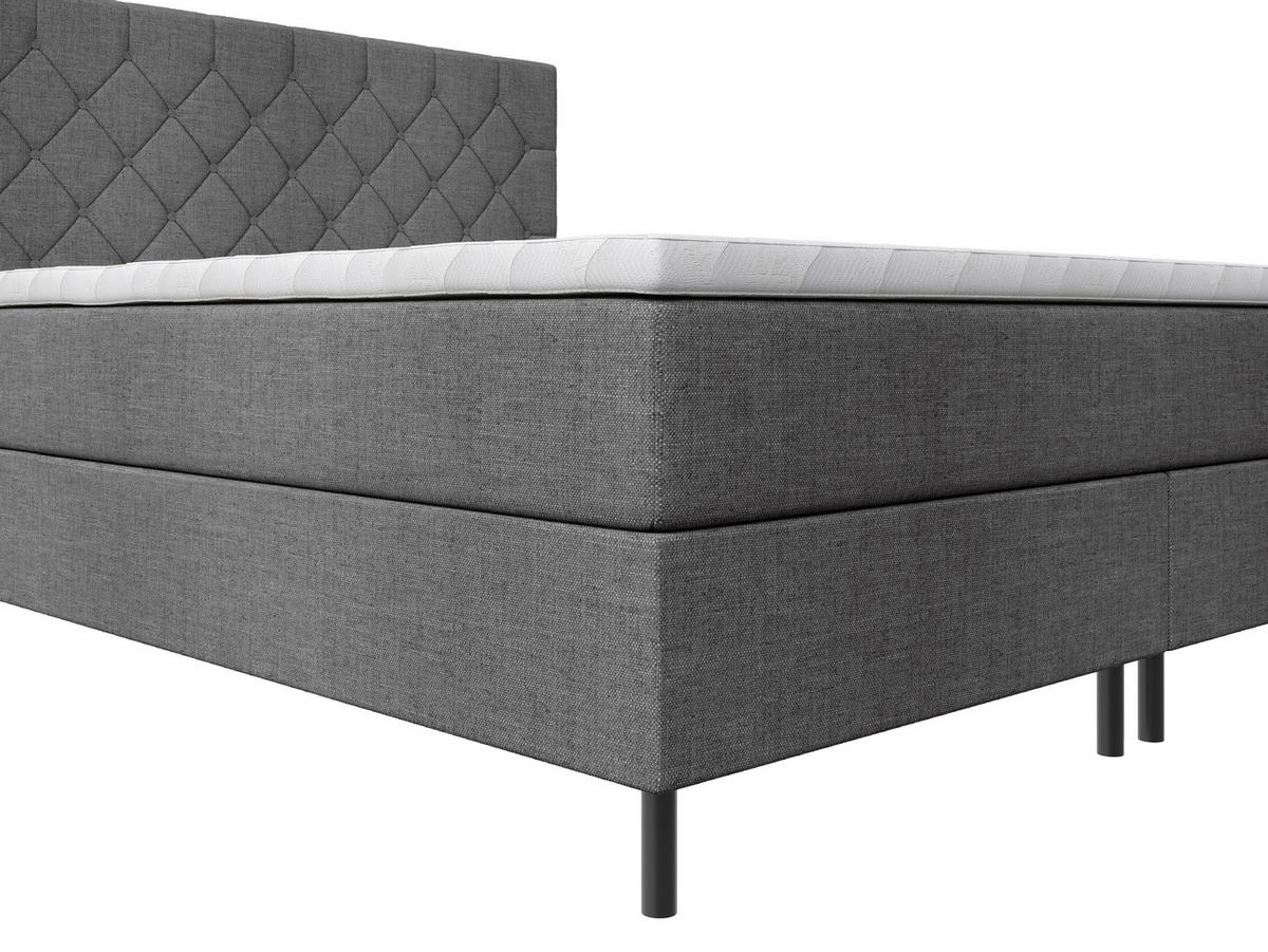 BOXSPRINGBETT 160/200 cm,  in Anthrazit, Matratze, Topper, H2 + H2 = mittel  - Anthrazit/Schwarz, KONVENTIONELL, Textil/Metall (160/200cm) - Chameo