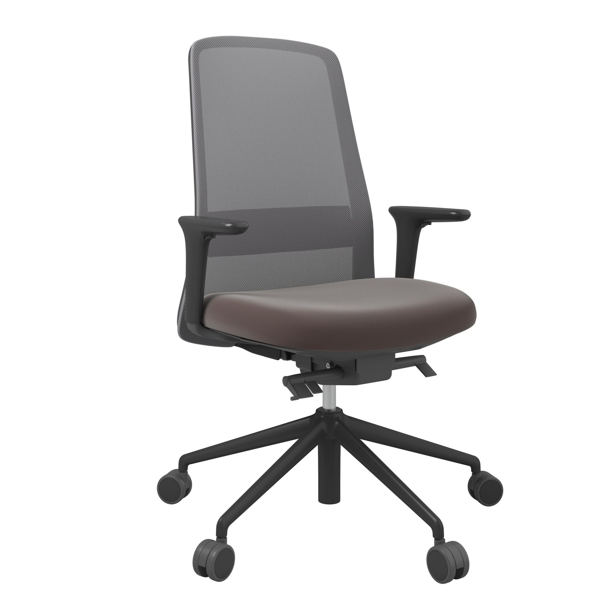 DREHSTUHL Lederlook Grau, Schwarz, Dunkelbraun  - Dunkelbraun/Schwarz, MODERN, Kunststoff/Textil (70/103-115/70cm)