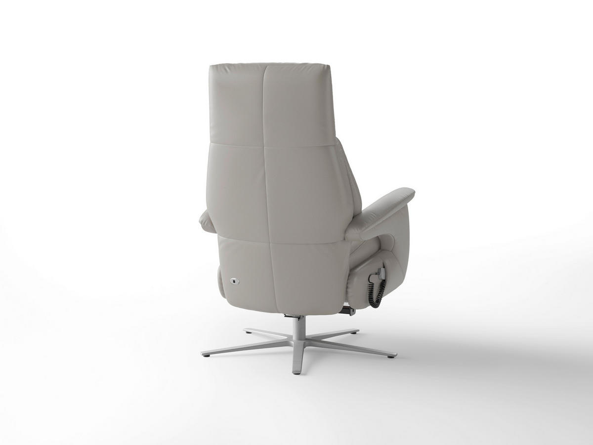 RELAXSESSEL in Leder Hellgrau  - Silberfarben/Hellgrau, Basics, Leder/Metall (75/110/85cm) - Sit & More