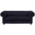 CHESTERFIELD-SOFA Webstoff Schwarz  - Wengefarben/Schwarz, LIFESTYLE, Holz/Textil (206/76,5/96cm) - Landscape