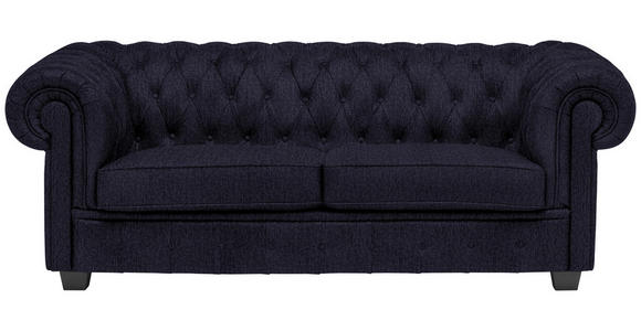 CHESTERFIELD-SOFA Webstoff Schwarz  - Wengefarben/Schwarz, LIFESTYLE, Holz/Textil (206/76,5/96cm) - Landscape