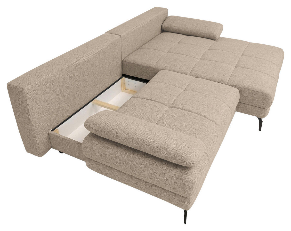 ECKSOFA Struktur Beige  - Beige/Schwarz, Modern, Textil/Metall (263/181cm) - Carryhome