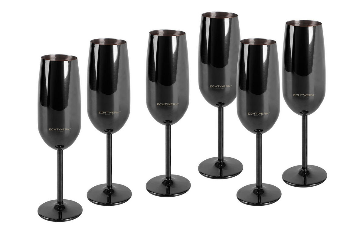 GLÄSERSET  6-teilig  - Schwarz, Trend, Metall (22,5cm) - Echtwerk