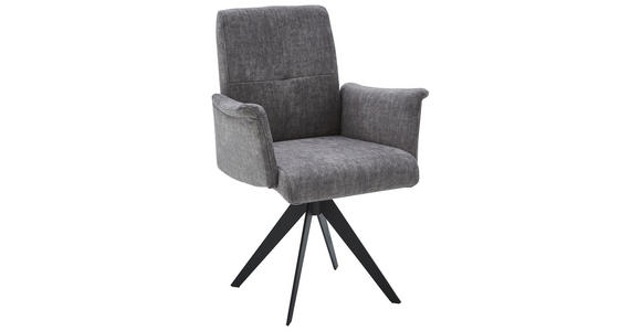 ARMLEHNSTUHL in Stahl Flachgewebe - Schwarz/Grau, Design, Holzwerkstoff/Textil (65/90/61cm) - Dieter Knoll